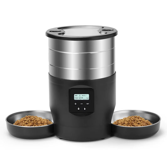 4.5L Button Wifi Automatic Cat Feeder Includes Two Stainless Steel Bowls Smart Pet Cat and Dogs Food Dispenser Feeder Pet Feeder